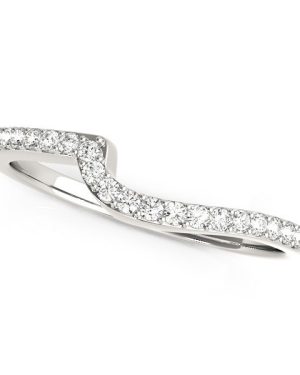 14k White Gold Curved Design Round Diamond Wedding Band (1/4 cttw)