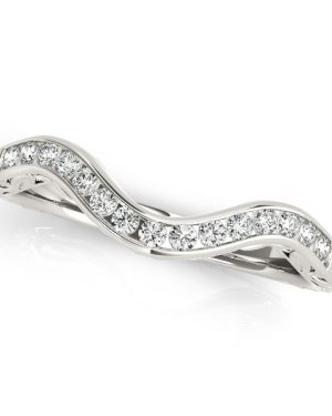 14k White Gold Curved Diamond Wedding Ring (1/10 cttw)