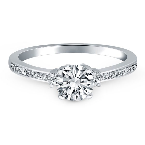 14k White Gold Diamond Accent Engagement Ring - Image 2