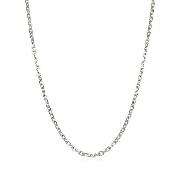 14k White Gold Diamond Cut Cable Link Chain 1.8mm - Image 2