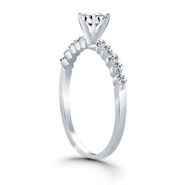 14k White Gold Diamond Engagement Ring with Shared Prong Diamond Accents - Image 3