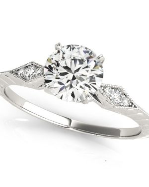 14k White Gold Diamond Engagement Ring with Side Clusters (1 1/8 cttw)