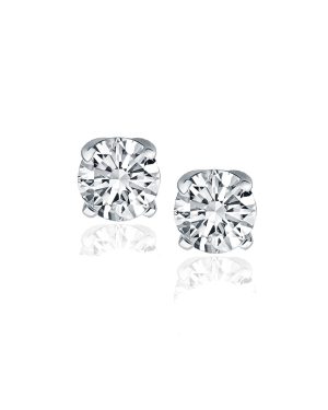 14k White Gold Diamond Four Prong Stud Earrings (1 cttw)