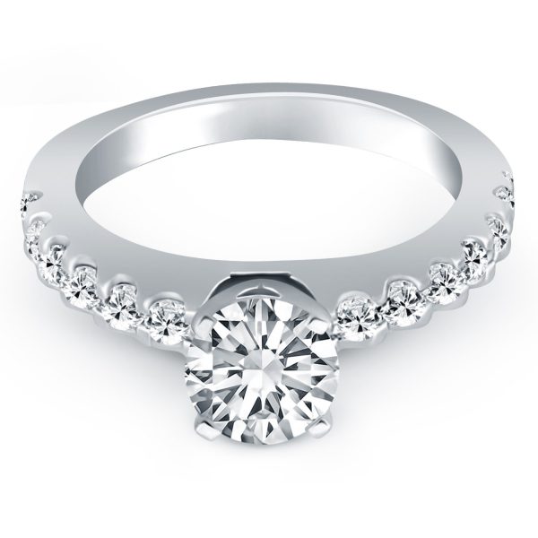 14k White Gold Diamond Micro Prong Cathedral Engagement Ring - Image 2