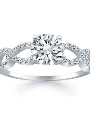 14k White Gold Double Infinity Diamond Engagement Ring