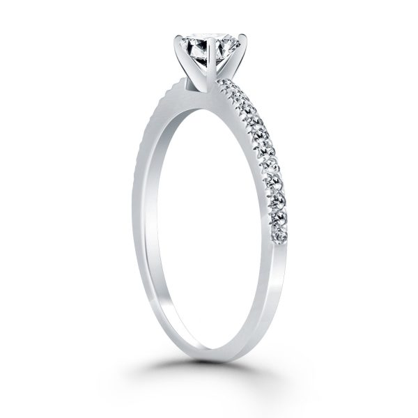 14k White Gold Engagement Ring with Pave Diamond Band - Image 2