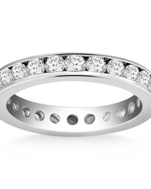 14k White Gold Eternity Ring with Channel Set Round Diamonds