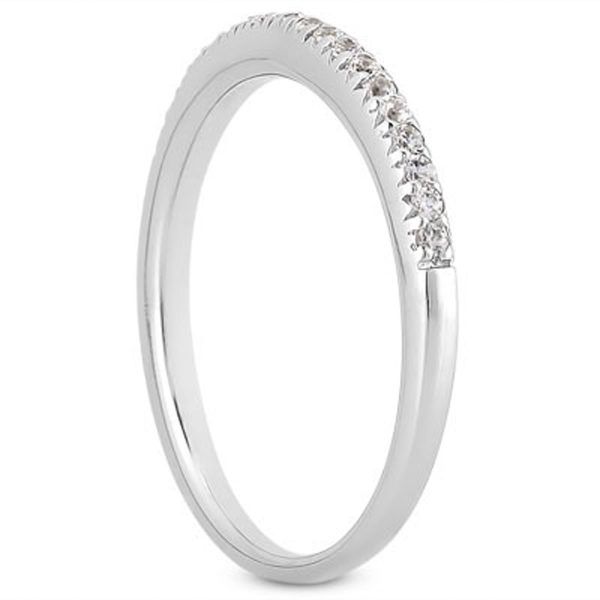 14k White Gold Fancy Engraved Pave Diamond Wedding Ring Band - Image 2