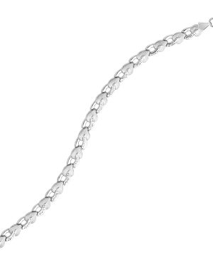 14k White Gold Heart Shape Textured Bracelet