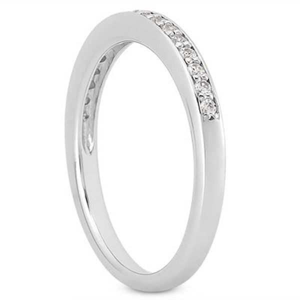 14k White Gold Micro-pave Flat Sided Diamond Wedding Ring Band - Image 2