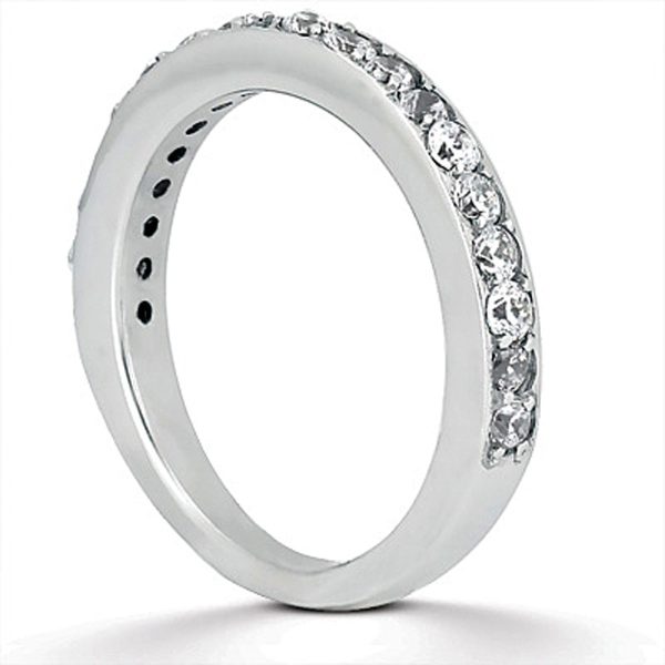 14k White Gold Pave Diamond Wedding Ring Band Set 1/2 Around - Image 2