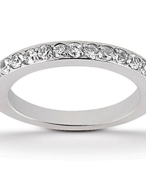 14k White Gold Pave Diamond Wedding Ring Band Set 1/2 Around