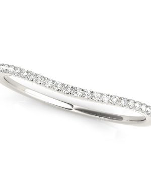 14k White Gold Pave Style Setting Curved Diamond Wedding Band (1/10 cttw)