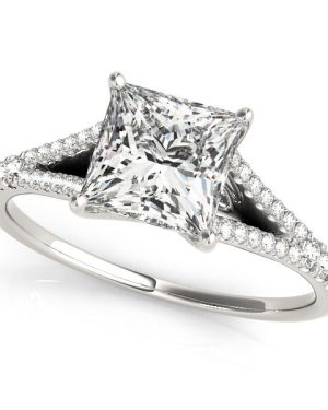 14k White Gold Princess Cut Split Shank Diamond Engagement Ring (1 1/8 cttw)