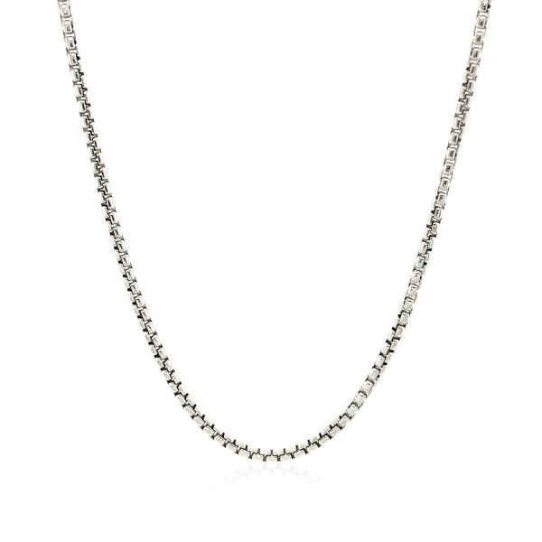 14k White Gold Round Box Chain 1.7mm - Image 2