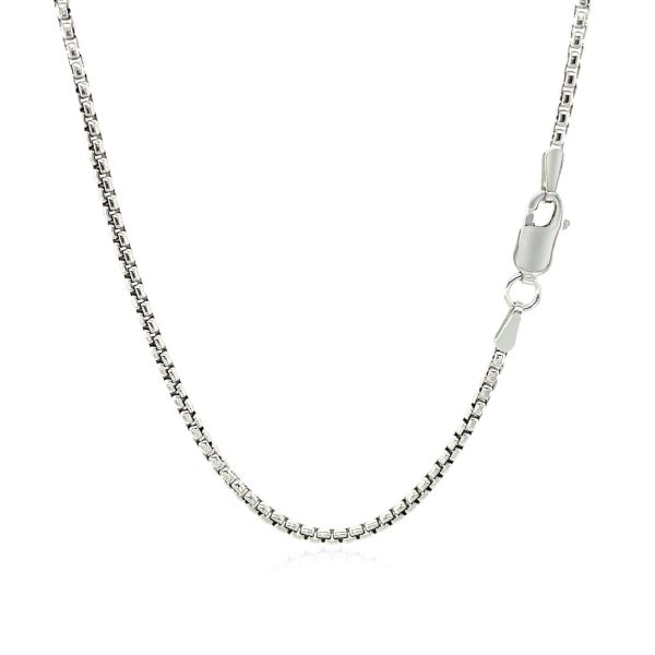 14k White Gold Round Box Chain 1.7mm - Image 3