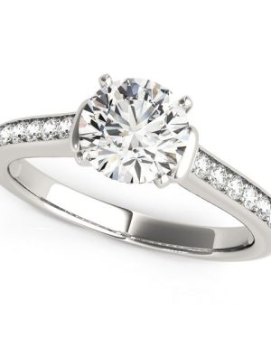 14k White Gold Round Diamond Engagement Ring Band Stones (1 1/8 cttw)