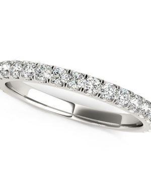 14k White Gold Round Pave Setting Diamond Wedding Band (3/8 cttw)