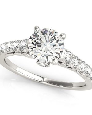 14k White Gold Scalloped Single Row Band Diamond Engagement Ring (1 3/8 cttw)