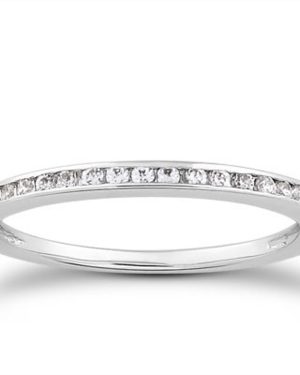 14k White Gold Slim Profile Diamond Channel Set Wedding Ring Band