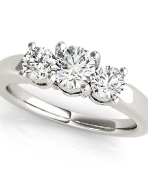 14k White Gold Timeless 3 Stone Round Diamond Engagement Ring (1 cttw)