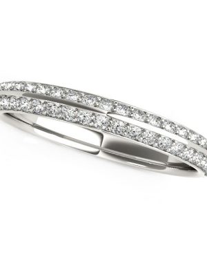 14k White Gold Two-Row Pave Set Diamond Wedding Band (1/4 cttw)