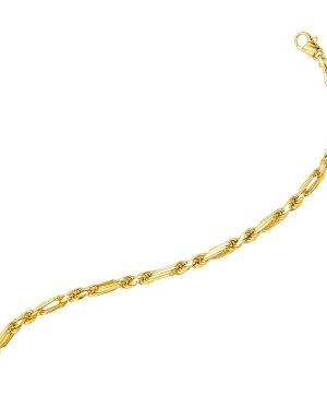 14k Yellow Gold 8 1/2 inch Figaro Chain Bracelet