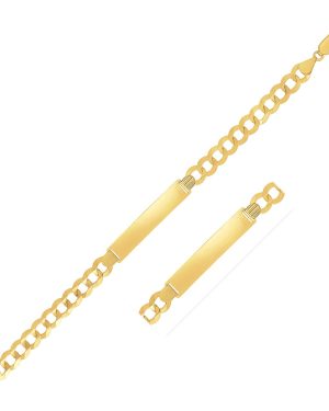 14k Yellow Gold 8 1/2 inch Mens Curb Chain ID Bracelet