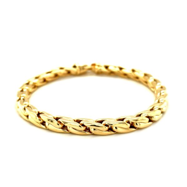 14k Yellow Gold 8 1/2 inch Mens Polished Narrow Rounded Link Bracelet - Image 2