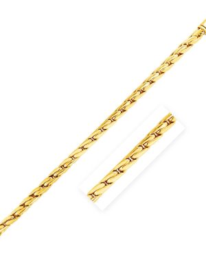 14k Yellow Gold 8 1/2 inch Mens Polished Narrow Rounded Link Bracelet