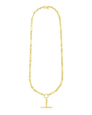 14k Yellow Gold Alternating Oval and Round Chain Necklace with Toggle