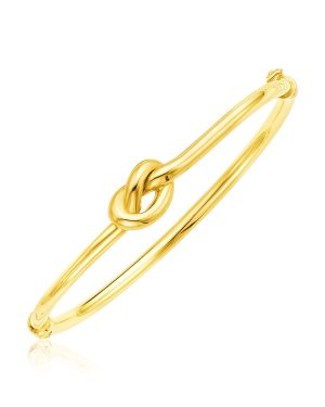 14k Yellow Gold Bangle Bracelet with Polished Knot