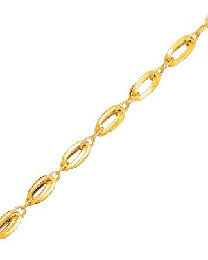 14k Yellow Gold Bracelet with Long Double Oval Links