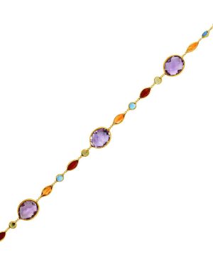 14k Yellow Gold Bracelet with Multi-Colored Stones