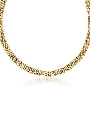 14k Yellow Gold Fancy Polished Multi-Row Panther Link Necklace