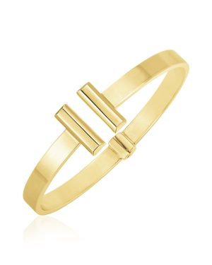 14k Yellow Gold High Polish Bar Cuff Bangle (6mm)