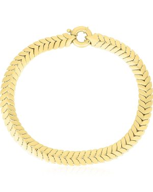 14k Yellow Gold High Polish Chevron Link Bracelet (6mm)