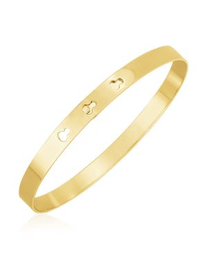 14k Yellow Gold High Polish Keyhole Clasp Bangle (6mm)