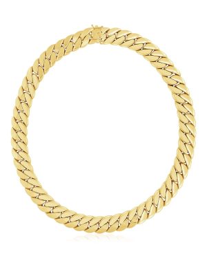 14k Yellow Gold High Polish LA Cubana Link Chain