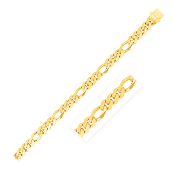 14k Yellow Gold High Polish Modern Lite Figaro Chain (9.5mm)