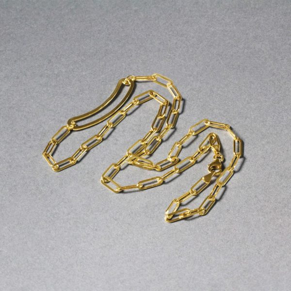 14k Yellow Gold High Polish Open Curved Paperclip Necklace - Image 3