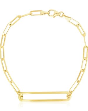 14k Yellow Gold High Polish Open Curved Paperclip Necklace