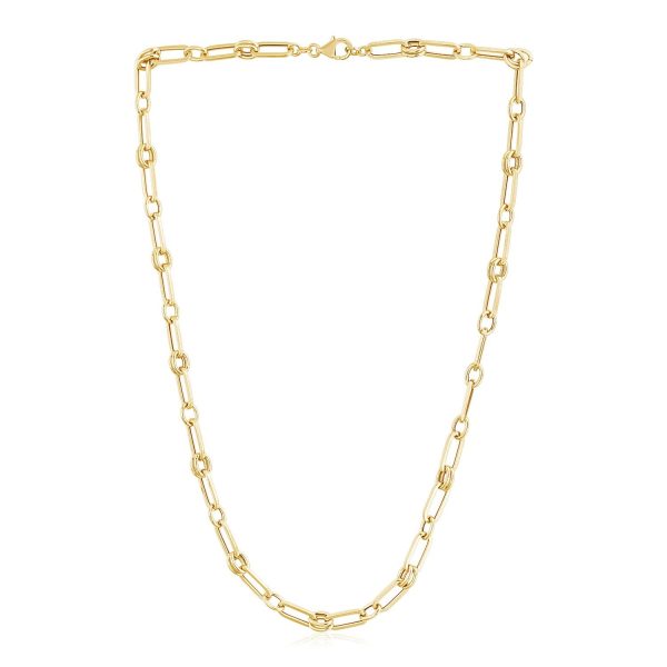 14k Yellow Gold High Polish Paperclip Rondel Link Chain - Image 2