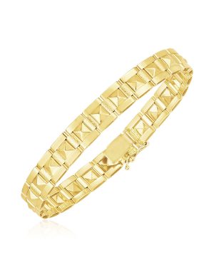 14k Yellow Gold High Polish Spike Pyramid Bracelet (8.5mm)