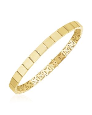 14k Yellow Gold High Polish Square Edge Link Bracelet