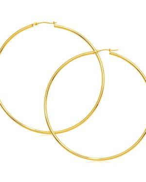 14k Yellow Gold Large Polished Hoop Earrings