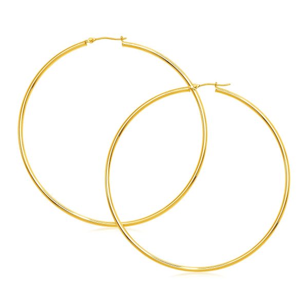 14k Yellow Gold Large Polished Hoop Earrings