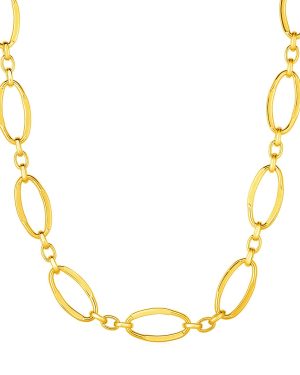 14k Yellow Gold Necklace with Polished Oval Links