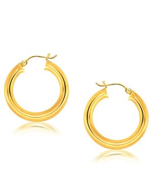 14k Yellow Gold Polished Hoop Earrings (30 mm)