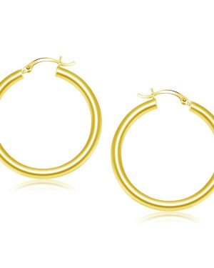 14k Yellow Gold Polished Hoop Earrings (40 mm)